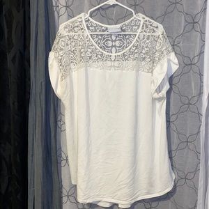 White sheer shoulder blouse